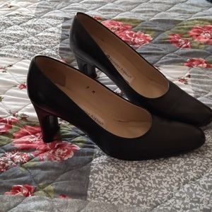 Black leather dress shoe